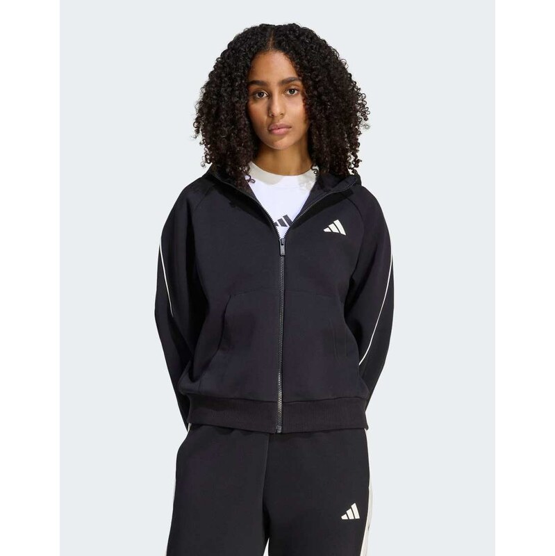 adidas performance Stadium small logo full zip hoodie in black