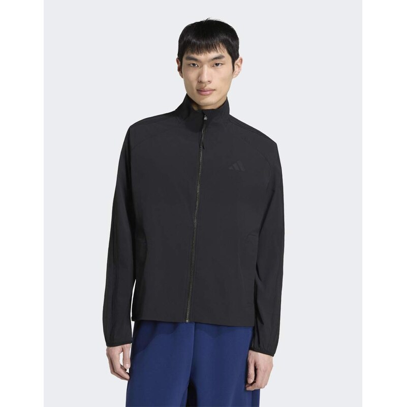 adidas performance City tech 3 stripes track top in black
