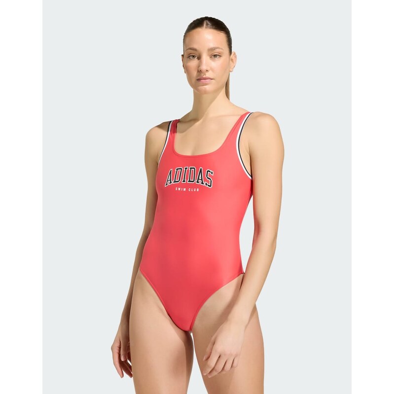 adidas performance Collegiate u-back swimsuit in semi lucid red