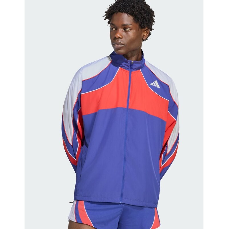 adidas performance Adizero archive running jacket in dual indigo