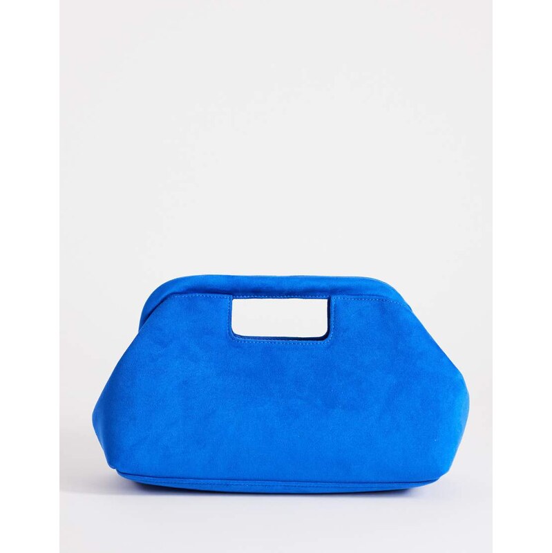 Topshop Gordan medium suedette clutch with handle in cobalt-Blue