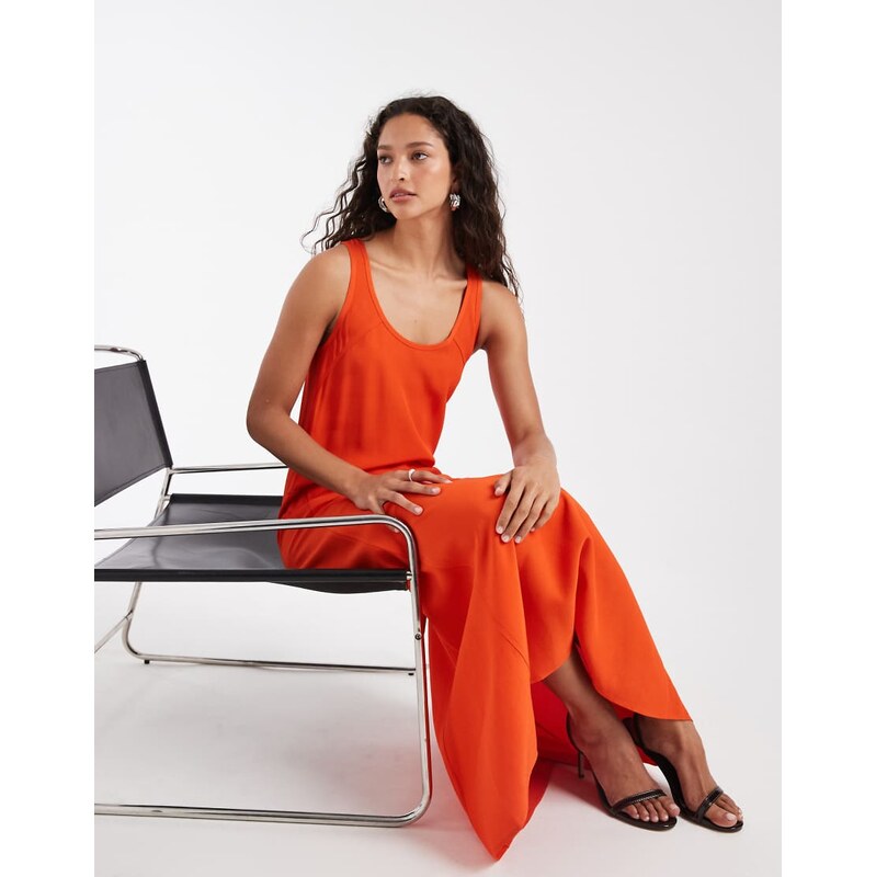 & Other Stories crepe maxi dress with seam detail in black