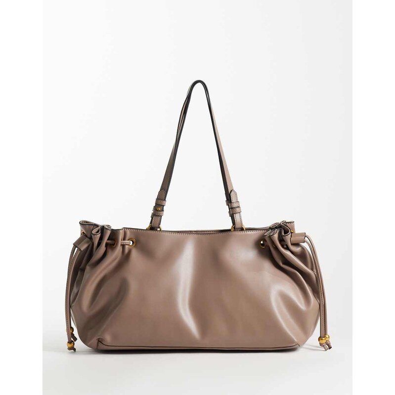 ASOS DESIGN drawstring tote bag in mushroom-Brown