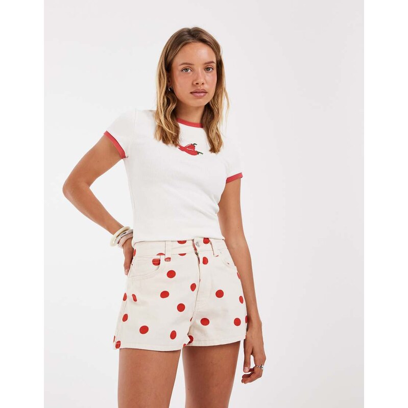 ASOS DESIGNa line short in red polka dot-Multi