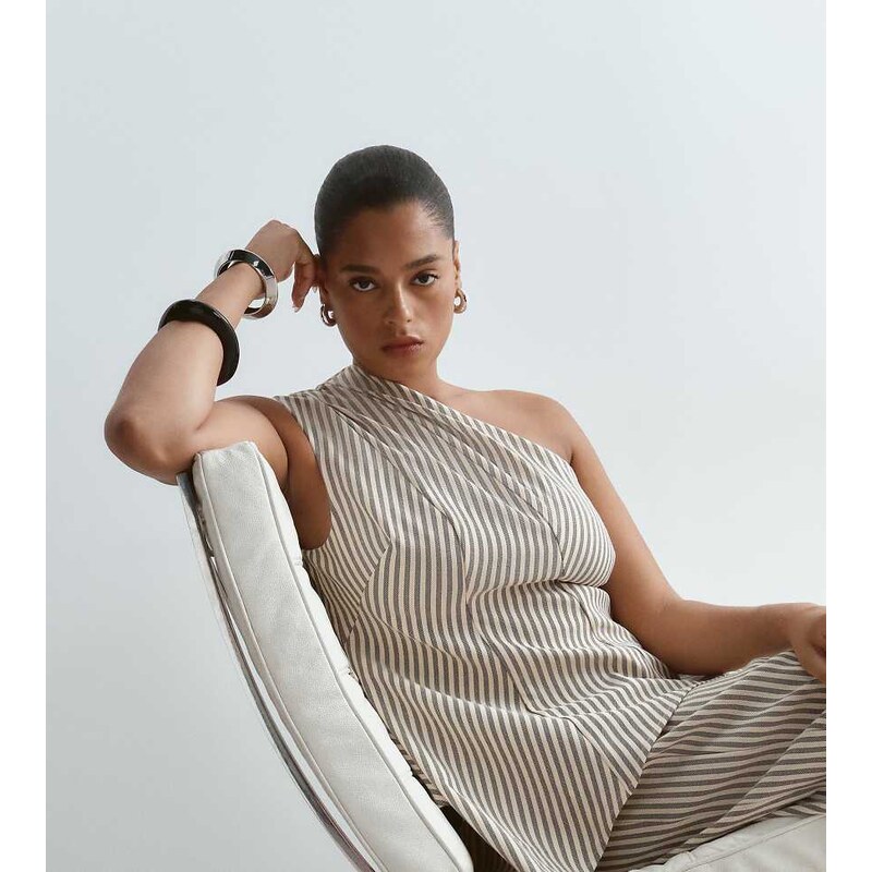 ARRANGE Curve one shoulder structured top co-ord with asymmetric