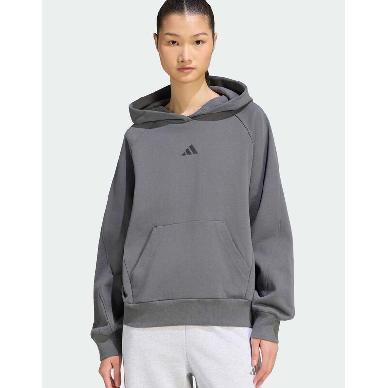 adidas performance Adidas kit small logo hoodie in grey five