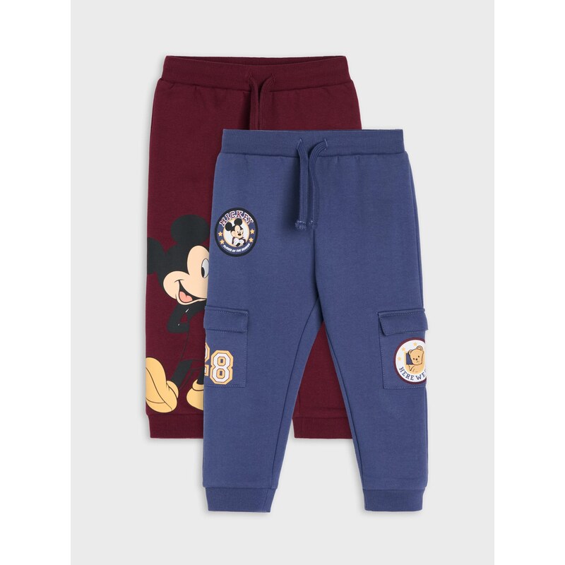 Sinsay - Fleecové cargo jogger tepláky 2 pack - burgundy