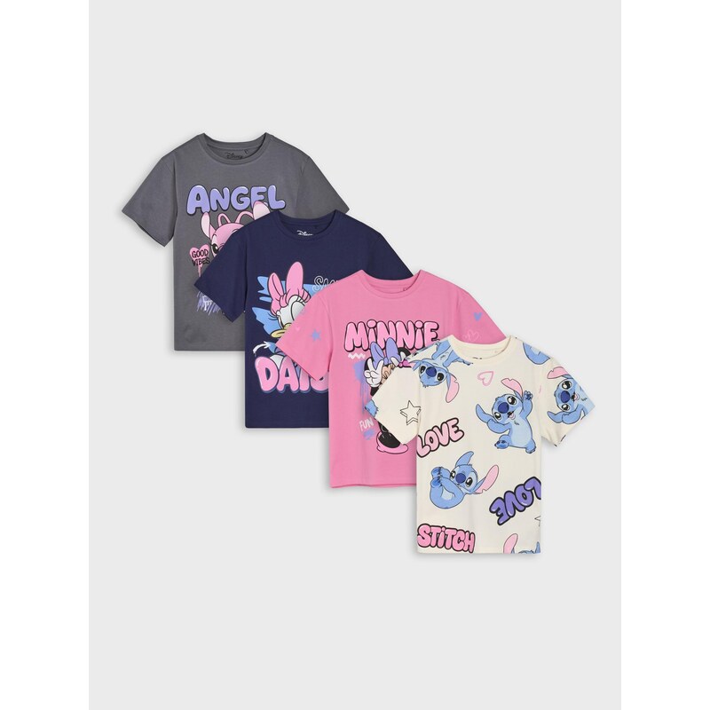 Sinsay - Bavlněná trička s potiskem 4 pack Disney - vícebarevná
