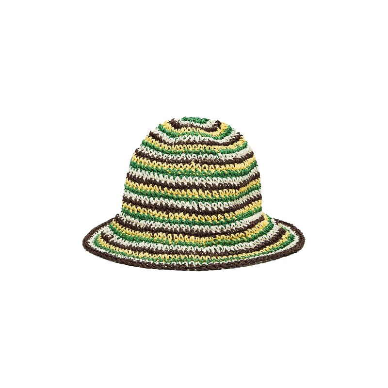 Bershka Klobouk hnědá / žlutá / zelená / bílá