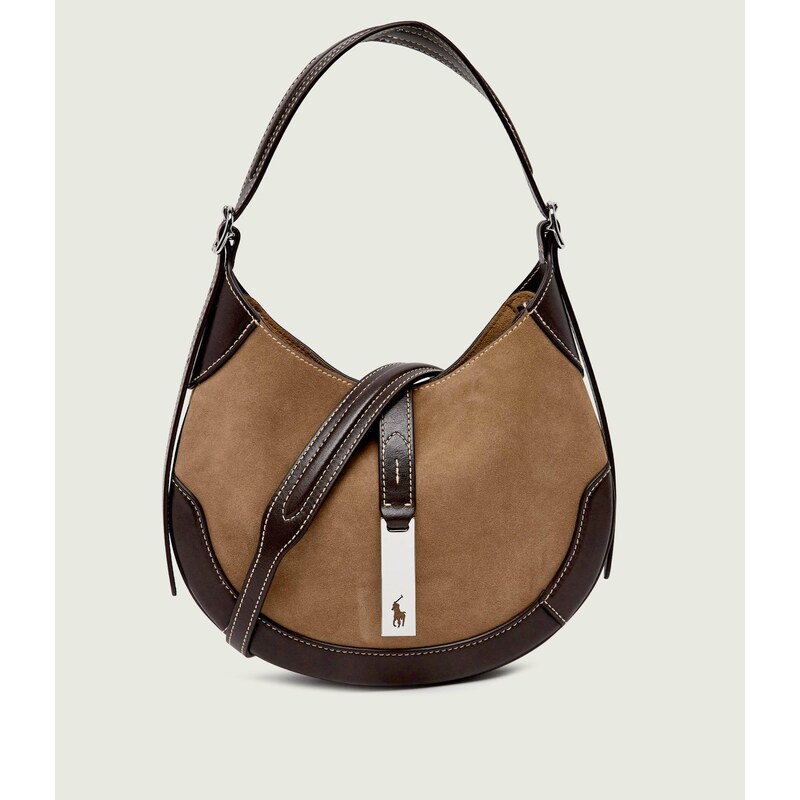 POLO RALPH LAUREN Hobo kabelka Id | semiš s přídavkem kůže