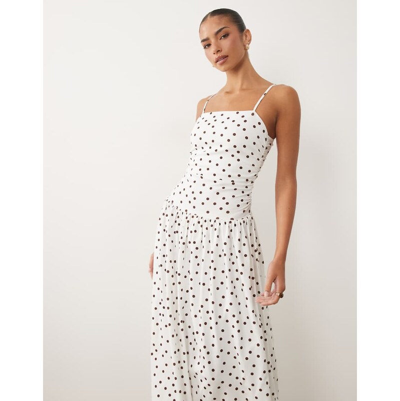ASOS DESIGN cami with full skirt midi dress polka dot print
