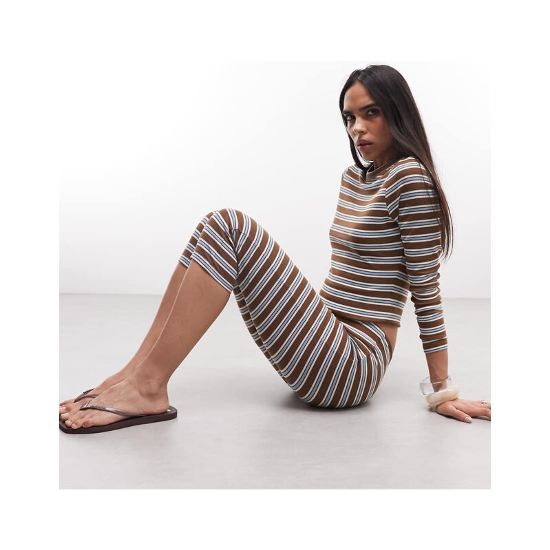 COLLUSION low rise stripe capri-Multi