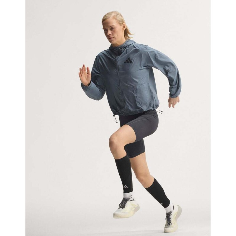 adidas performance Adizero running blaze jacket in onix-Black