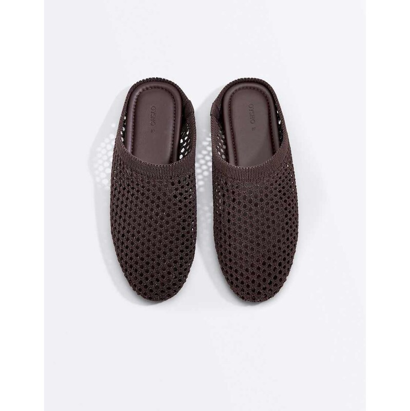 OYSHO Crochet open-back clogs in brown