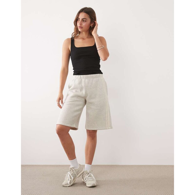 ASOS DESIGN jersey oversized jort with side stripe in sand marl