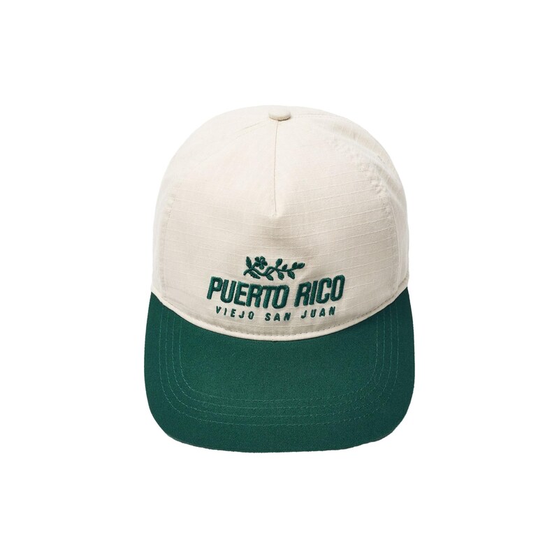 Pull&Bear Kšiltovka PUERTO RICO STWD krémová / smaragdová