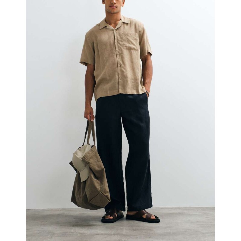 ARKET pure linen trouser in navy blue