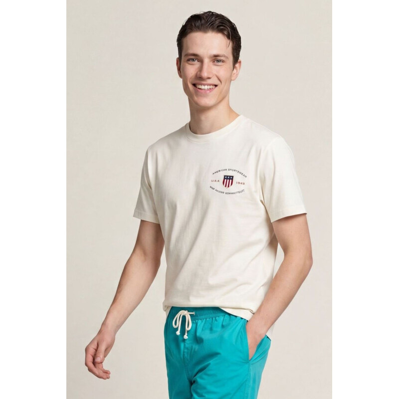 TRIČKO GANT GRAPHIC SS TSHIRT CREAMED WHITE