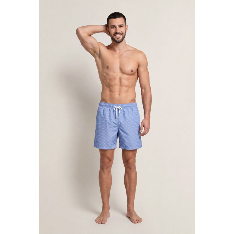 PLAVKY GANT MINI GEOMETRIC PRINT SWIM SHORTS FADED DENIM