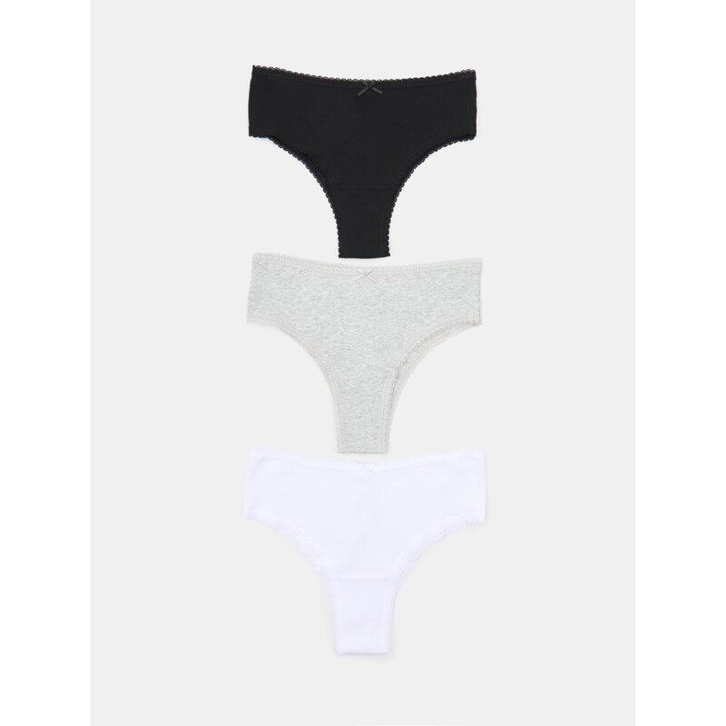 Sinsay - Žebrované brazilky 3 pack - vícebarevná