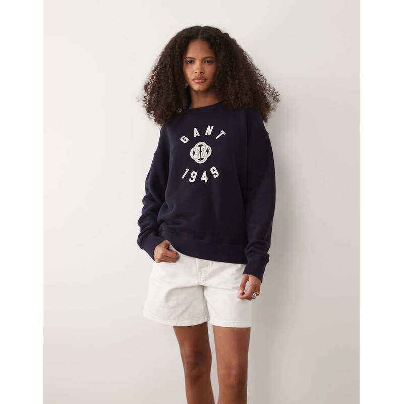GANT varsity chest graphic sweat shirt in navy
