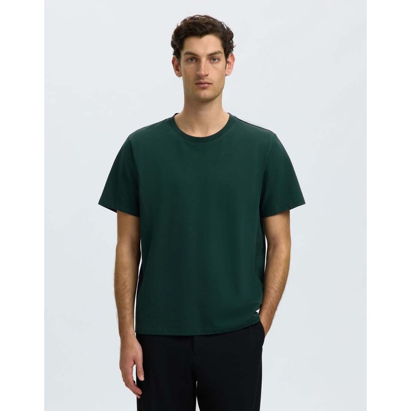 Selected T-shirt in pine grove-Green