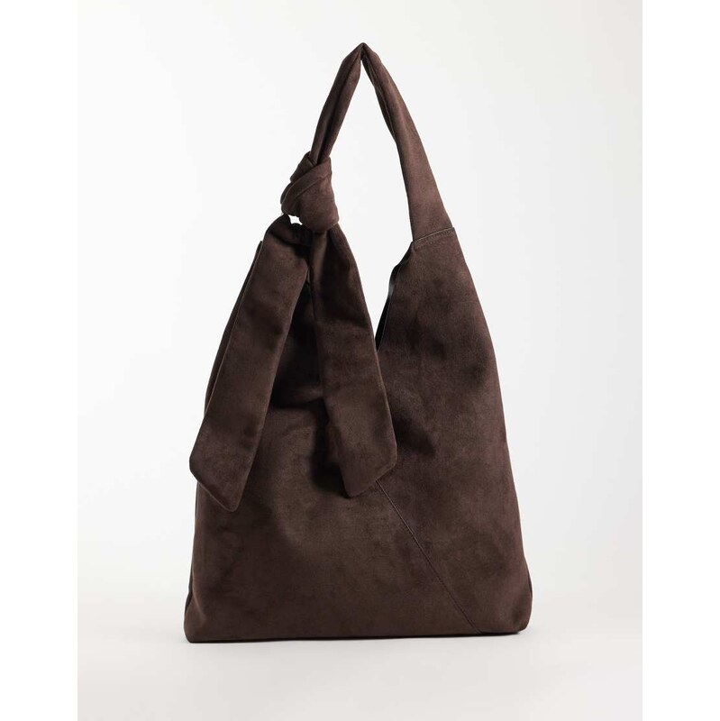 ASOS DESIGN faux suede tote bag with knot detail handle in