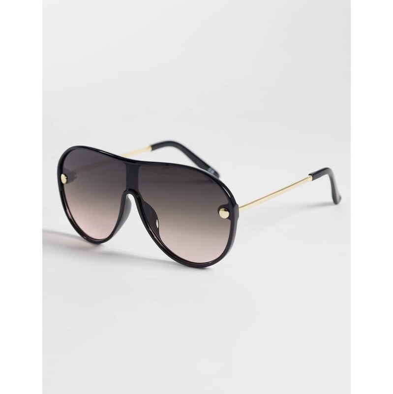 ASOS DESIGN aviator sunglasses with metal temple detail in smoke