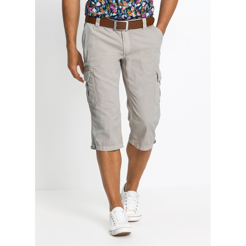 bonprix Dlouhé cargo bermudy, Regular Fit, z čisté bavlny šedá
