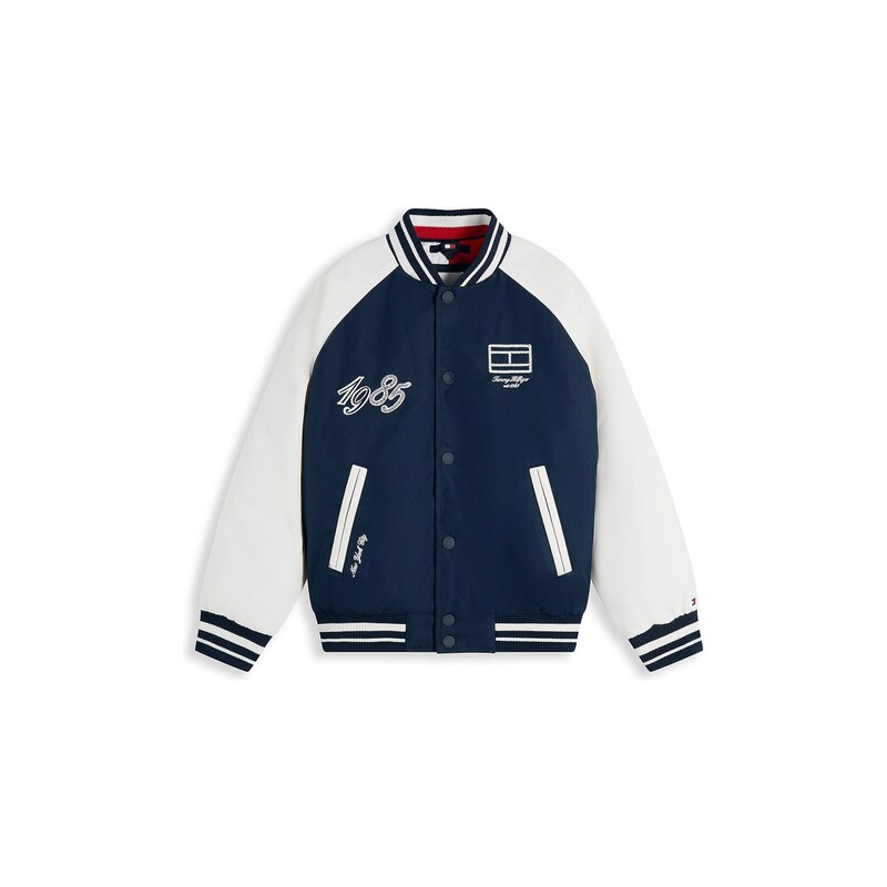 TOMMY HILFIGER Přechodná bunda tmavě modrá / bílá