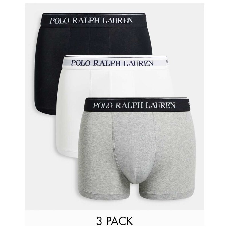 Polo Ralph Lauren classic 3 pack trunks in black, white and grey