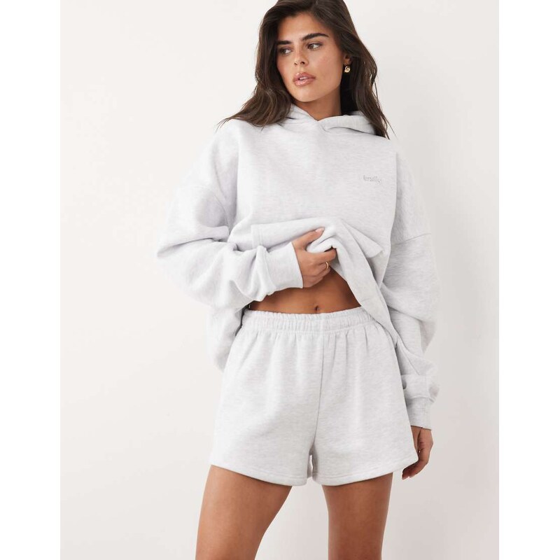 Kaiia cotton rich silver hardware logo sweat shorts co-ord in