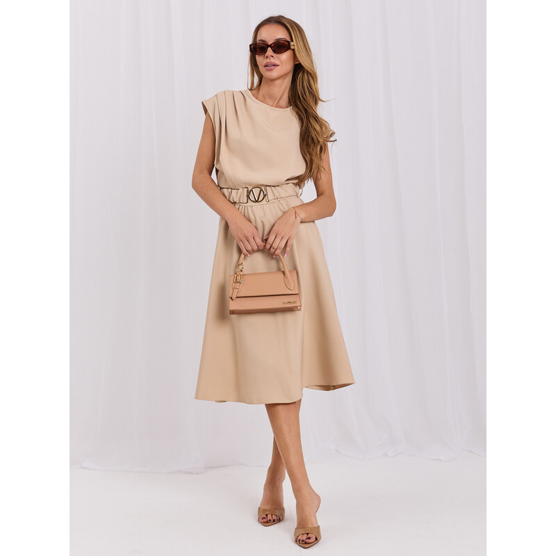 Italy Moda Elegance béžových košilových šatů