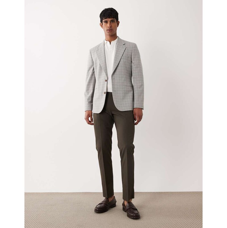 ASOS DESIGN mix & match slim suit trouser in brown-Grey