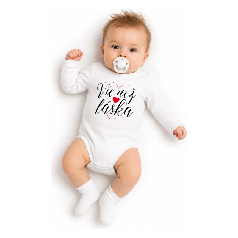 Body dlouhý rukáv, Víc než láska, Baby Nellys, bílé