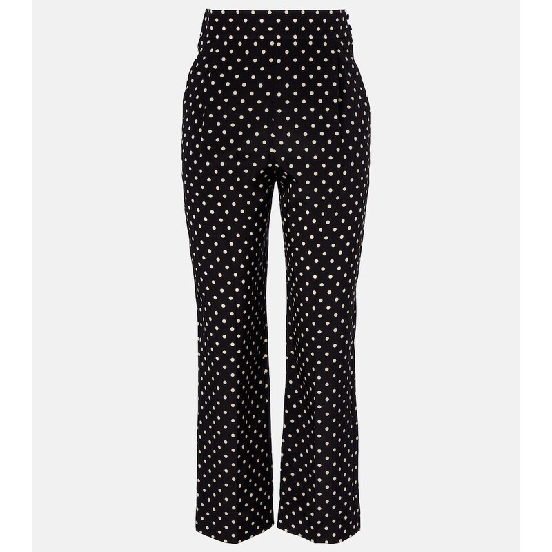 Valentino Silk crÃªpe de chine polka-dot straight pants