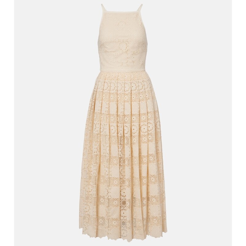 Elie Saab Silk and cotton-blend guipure lace midi dress