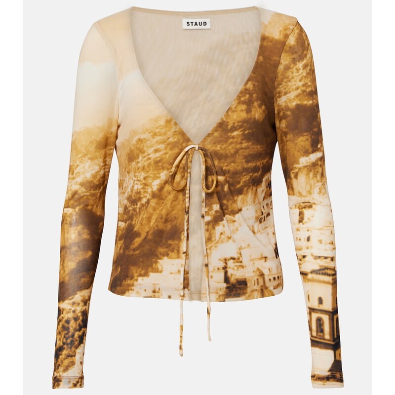 Staud Avani printed mesh top