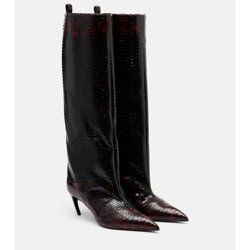 The Attico Lea snake-effect leather knee-high boots