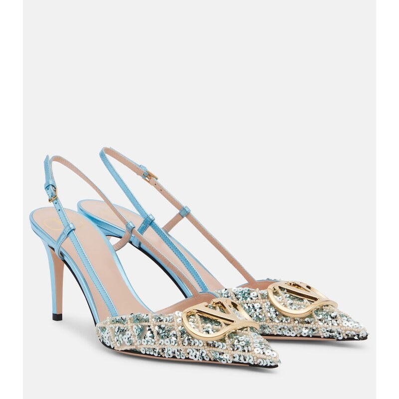 Valentino Garavani VLogo Signature sequined slingback pumps