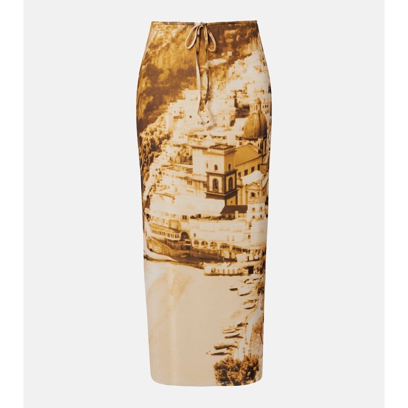 Staud Porta printed mesh midi skirt