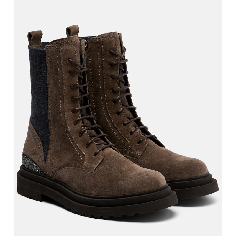 Brunello Cucinelli Monili suede lace-up boots