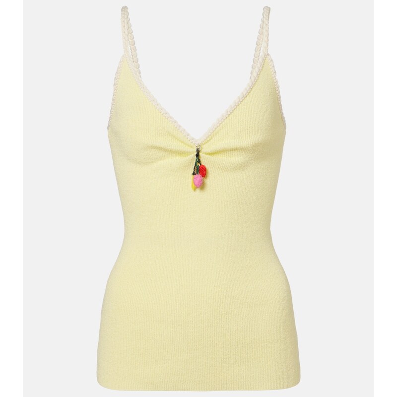 Prada Embellished cotton-blend bouclÃ top