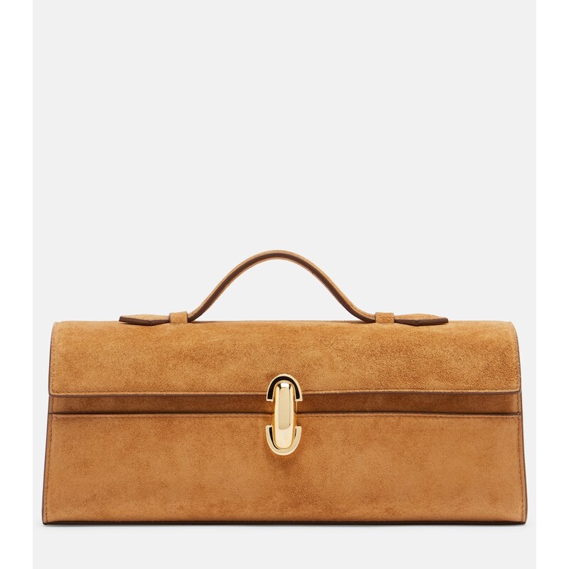 Savette Symmetry Slim suede top-handle bag