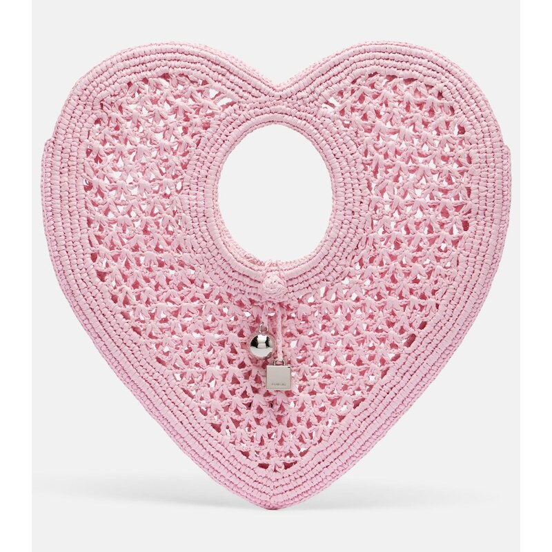 Jacquemus Spiaggia Coeur Small raffia top-handle bag
