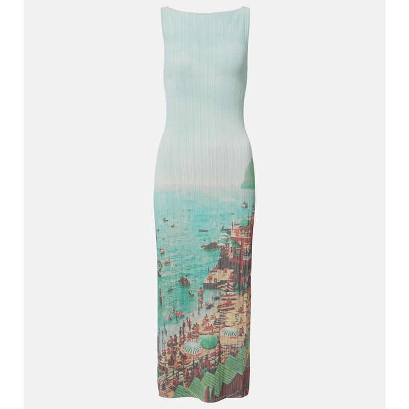 Staud Bryn printed compact knit midi dress