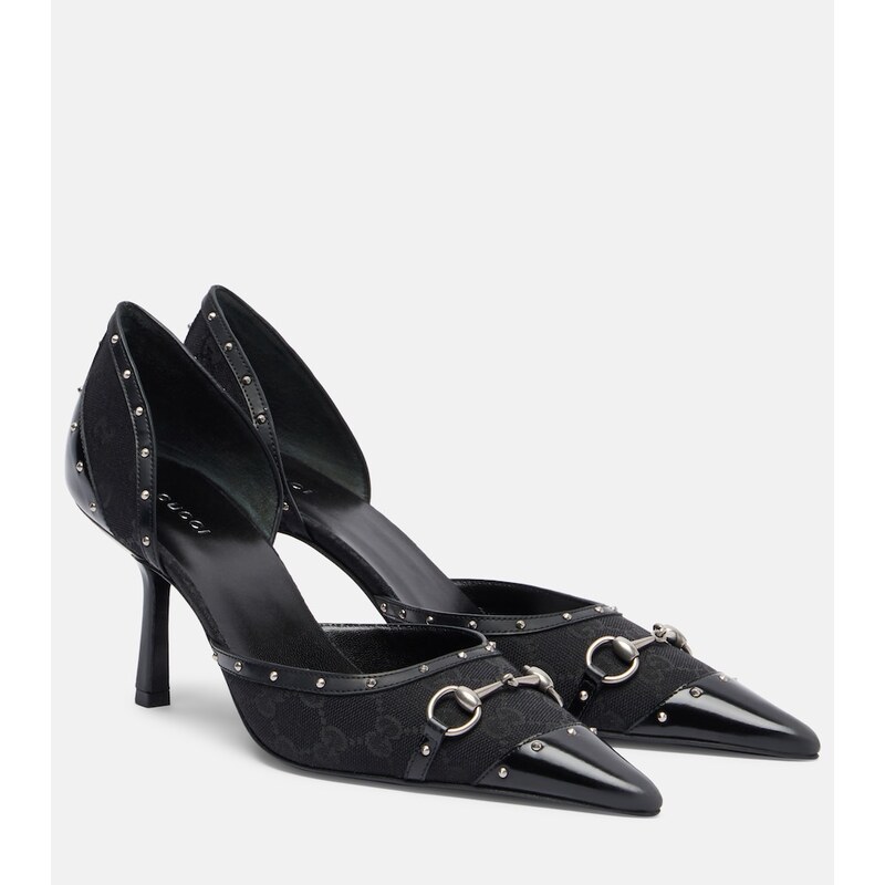 Gucci Savoy Horsebit GG canvas pumps