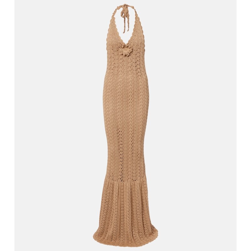 Elie Saab Floral-appliquÃ crochet cotton maxi dress