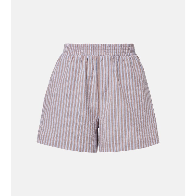 Varley Darina seersucker striped cotton shorts