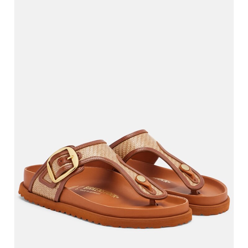 Birkenstock 1774 Gizeh leather-trimmed woven thong sandals
